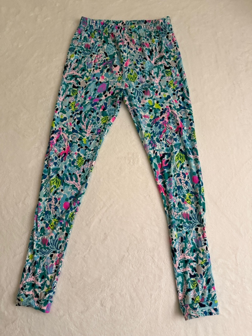 Lilly Pulitzer Girls Aqua Multicolor Floral Leggings